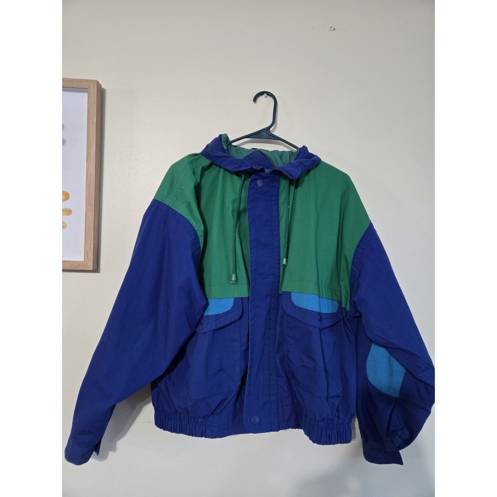 Vintage Ash Creek Trading Men's Colorblock Coat Jacket Windbreaker BlueGreen L